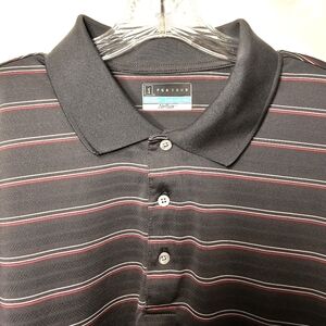 PGA Tour Mens Airflux Gray Stripe Polyester Short Sleeved Polo Shirt Size XXL